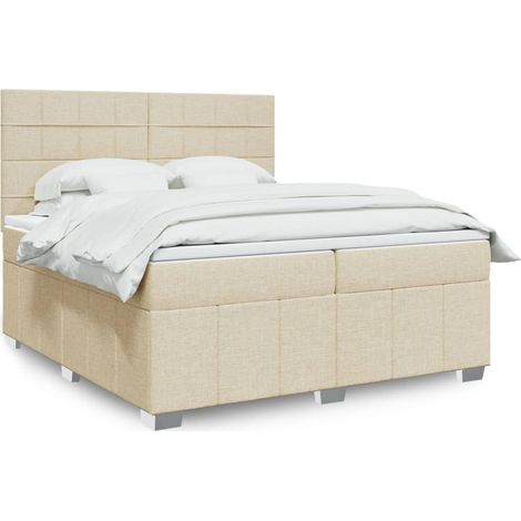 Boxspringbett mit Matratze Creme 200x200 cm Stoff