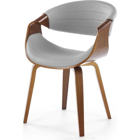 Chaise design aspect noyer et éco-cuir gris Acebo (1/5)