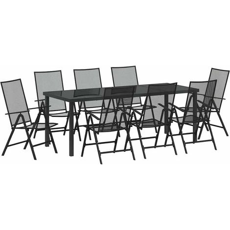 Ensemble table et chaises de jardin 9 pièces, gris anthracite (1/5)