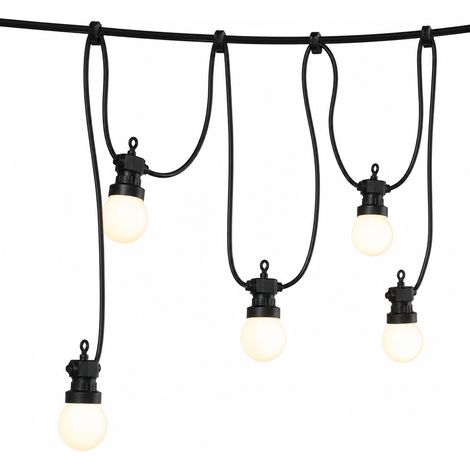 Guirlande Lumineuse LED G50 Extérieur, 20 Ampoules Blanc Chaud, 24 V sans Transformateur, Jardin et Fêtes (1/5)