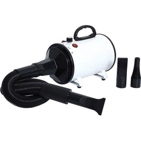 Sèche-cheveux pour animaux à vitesse réglable - blanc - avec 4 embouts - tondeuse-sèche-cheveux pour chats et chiens - air chaud - séchage rapide et sûr (1/5)