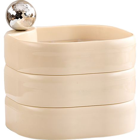 Boîte à bijoux rotative multicouche en plastique anti-oxydation, étui à bijoux délicat pour bracelets et boucles d'oreilles, couleur crème, idéale pour les voyages.