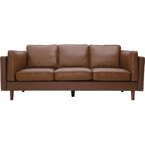 3-Sitzer-Sofa aus braunem Leder BRADLEY - Büffelleder