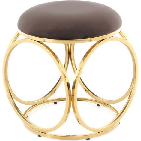 Tabouret Design "Whitney" 45cm Taupe & Or (1/3)