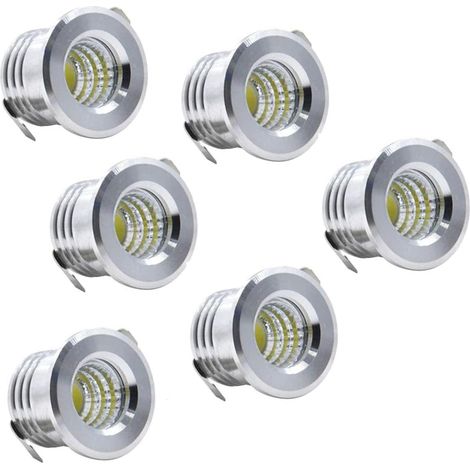 Set mit 6 schwarzen Mini-LED-Deckeneinbaustrahlern. Mini-LED-Strahler für Schrank-Deckenleuchte, 3 W, Kaltweiß (1/5)