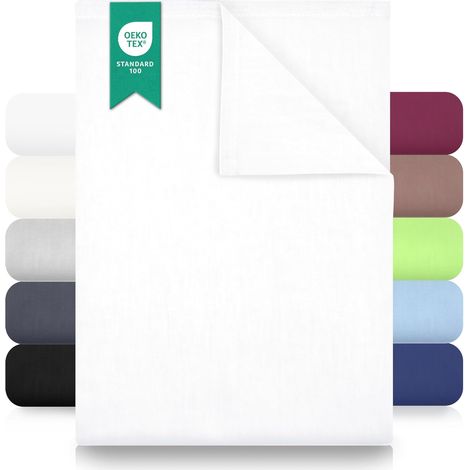 Green Mark Drap Plat 100% Coton - Drap Classique sans élastique, Doux pour la Peau, Facile d’Entretien, Lavable à Haute température - Blanc - 180x275 cm (1/5)