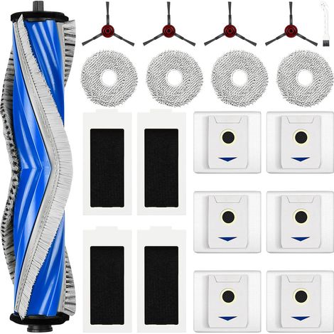 20 Stück Zubehörset für Ecovacs Deebot T30 Omni / T30 Pro Omni Saugroboter, 6 Staubbeutel 4 Mopp Wischtücher 4 Seitenbürsten 4 Filter 1 Rollbürste, Ersatzteile Saugroboter Zubehör (1/5)