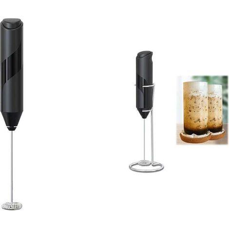 Electric Milk Frother, Stainless Steel Milk Frother, Battery Operated, Powerful Mixer for Coffee, Latte, Cappuccino, Matcha MUMU (1/4)