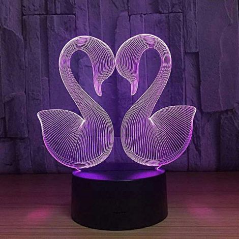 Lampe illusion 3D Qinwei, veilleuse LED cygne, jouet animal pour couple amoureux (1/5)