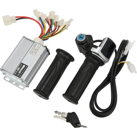 Guidon de commande de vitesse 36V 1000W pour moteur à balais, avec écran de batterie verrouillable et poignée tournante, pour mini moto