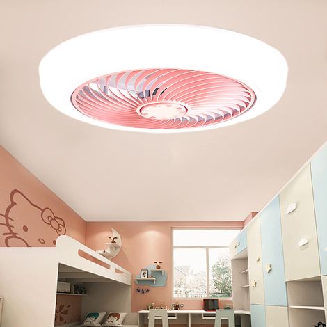 Ventilateur de Plafond Sans Pales Rose avec Lumière LED Dimmable, Télécommande 3 Couleurs et 6 Vitesses pour Chambre et Salon (1/5)