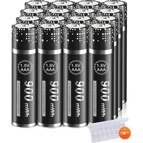 Baterías recargables de iones de litio, cargador inteligente de 8 ranuras, compatibilidad versátil, color plata. (1/2)