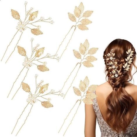 Hair Accessories - Wedding - 6pcs - Crystal Hairpins - Gold and Crystal - Elegance and Charm (1/4)