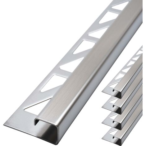 Dalsys Fliesenschiene Eckprofil Quadratprofil Edelstahl, Fliesenprofil - Gebürstet 2,5m x 12,5mm, 5 Stück (1/5)