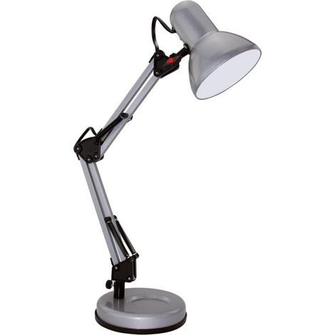 1 Lampe de bureau articulée, métal gris, culot E27, max 40W, pour bureau