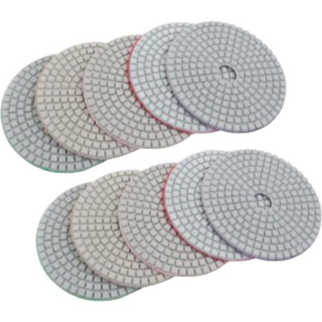 10 pièces disque de polissage diamant, usure de meulage plate et douce avec support pour perceuse, meuleuse, polisseuse, pour pierre céramique (1/5)