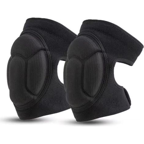paire (L) de genouillères de travail noires, genouillères de jardin de protection noires, genouillères antidérapantes, anti-collision, genouillères d (1/4)