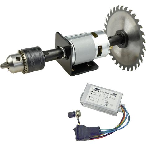 Machine de scie Circulaire 775 Moteur électrique CC 24V 12000tr/min Arbre de Sortie Double Bricolage scie perceuse avec contrôleur de Vitesse PWM (1/5)