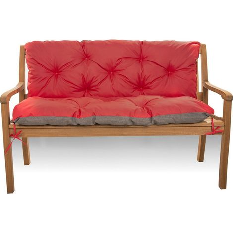 Coussin pour banc extérieur 110 x 60 x 50cm, Coussin pour banc de Jardin, Rouge, SETGARDEN