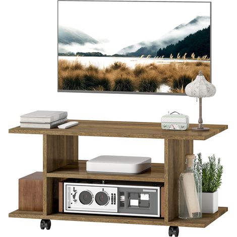 HOMCOM Mobile TV fino a 42" con Mensole e Ripiani, Color Noce (1/5)