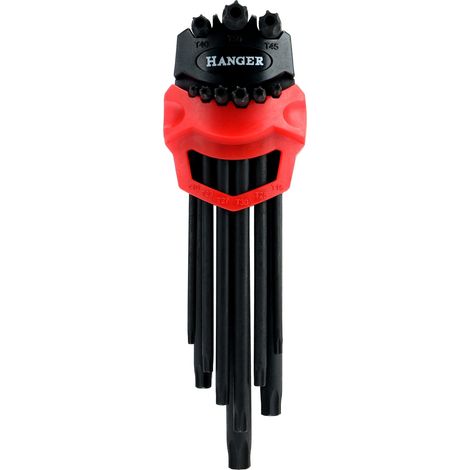 Juego Hanger de 9 llaves macho de estrella negra T10 a T50