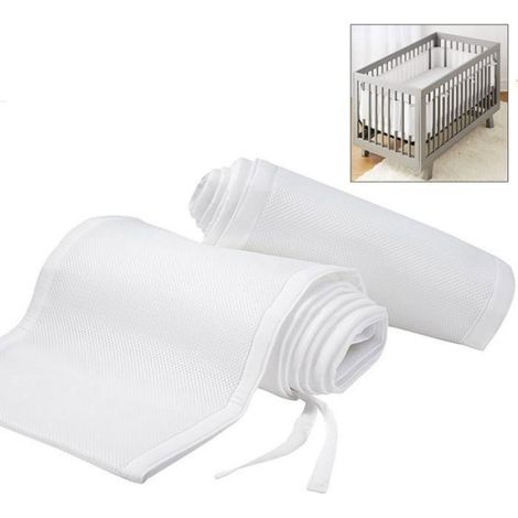 Tour De Lit Bébé - Maille Polyester Respirante - Pour Berceau À Lattes - 2 Pièces (1/4)