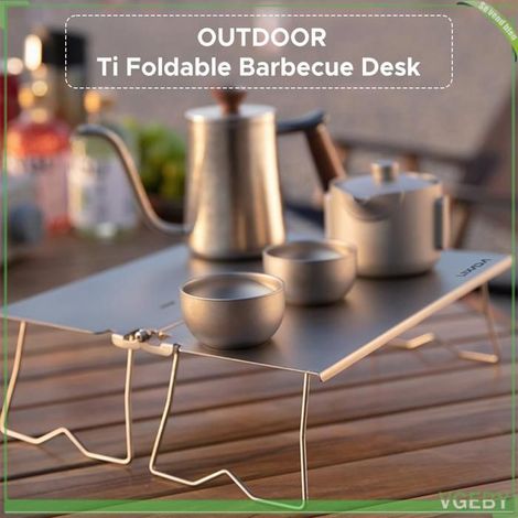 Table de camping pliable - FAFEICY - Ti BBQ - Titane léger - Pliable compact - Pieds inclinés (1/5)