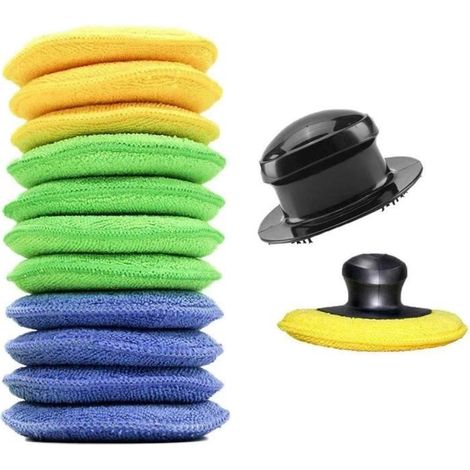 Éponge à polir,Éponge de Polissage pour Voiture,avec poignée,,pour Cires,Vernis,Nettoyant pour Peinture,Tampon de Polissage,12pcs (1/4)