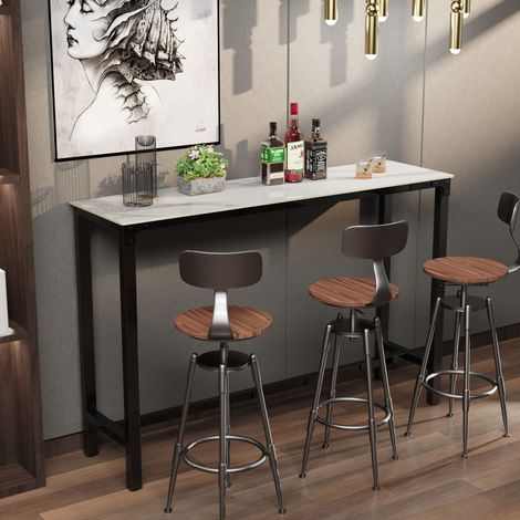 42" Tall Rectangular Industrial Iron Pub Bar Table High Top Dining Console Table - White (1/5)