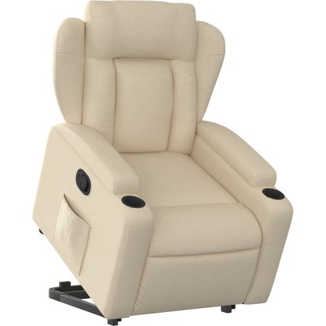 Sillón reclinable elevable de tela color crema vidaXL (1/5)