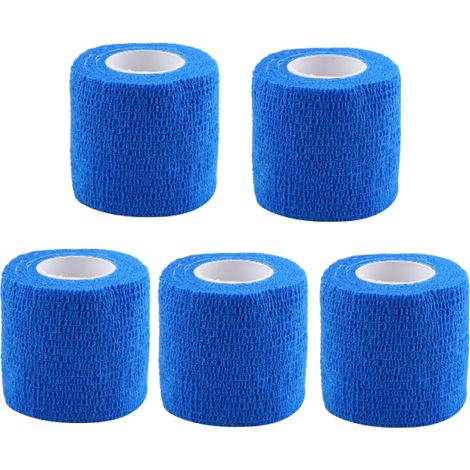 Packung mit 5 einfachen, selbstklebenden Hornhautentfernern, elastischem Anti-Abrieb-Tape für Hände und Nägel, 5 cm x 4,5 m, blau