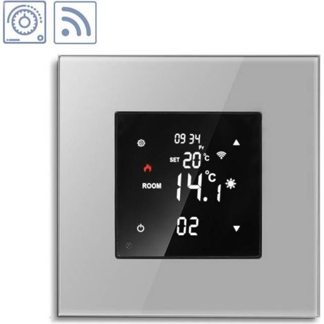 Termostato digital + WiFi, 3 en 1 KOOB frontal cristal gris