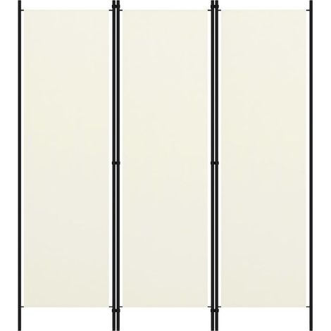 Cloison de séparation 3 panneaux, Paravent sur Pied, Séparation de pièce, Cloison mur écran Blanc crème 150x180 cm GHJ70304 (1/5)
