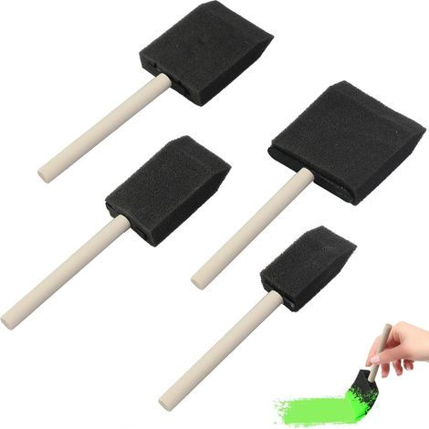 4 pinceaux éponge peinture manche bois, 4 tailles, accessoires bricolage application uniforme