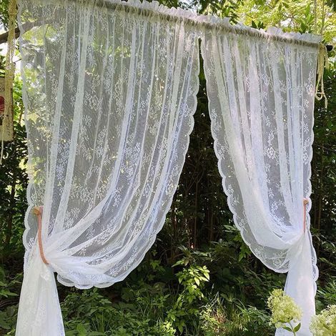 Rideaux réversibles motif floral vintage blanc dimensions 145 cm x 100 cm