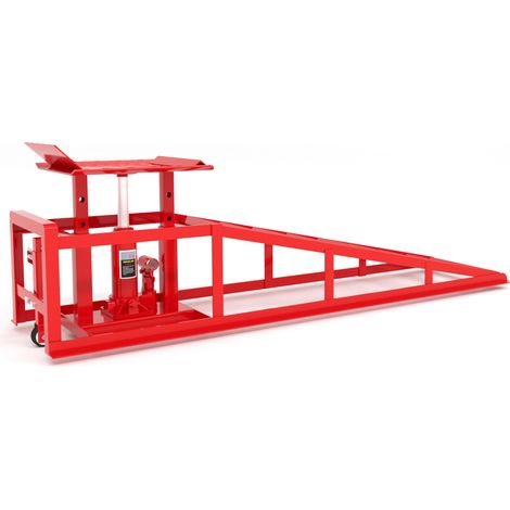 Set de 2 rampas de elevación hidráulicas con ruedas, carga 5 t, acero rojo (1/5)