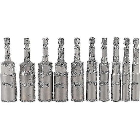 Jeu de 10 douilles hexagonales de 6,35 mm (1/4 pouce) avec adaptateur pour perceuse à percussion longue et profonde de 12,7 mm (1/2 pouce) (1/5)