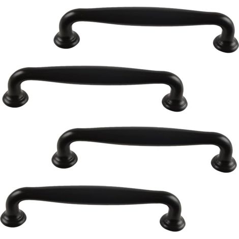 10 tiradores negros para muebles: tiradores para armarios de cocina, puertas, cajones y dormitorios, con una separación entre orificios de 128 mm. (1/3)