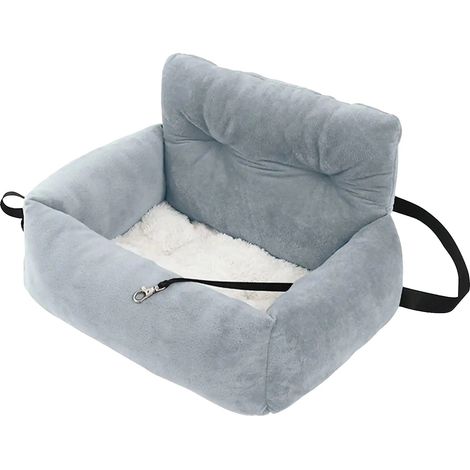 Asiento elevador para mascotas, diseño suave y afelpado, versátil para el coche y el hogar, gris M (1/2)