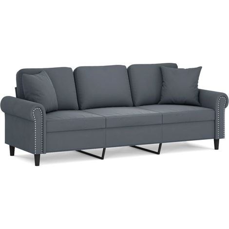 Maison Exclusive - Divano a 3 Posti con Cuscini Grigio Scuro 180 cm in Velluto