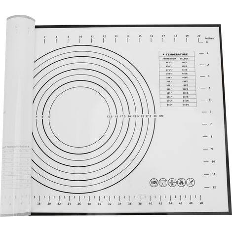 Tapis de cuisson antidérapant en silicone alimentaire avec graduation pour étaler la pâte, noir (1/5)