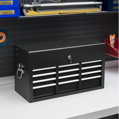 Werkzeugkiste 60 x 26 x 34 cm aus schwarzem Stahl, 6 Schubladen, abschließbar – MEUBLIV (1/5)