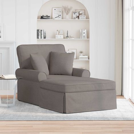 Chaise Lounge mit Rock mit Kissen mit Kissen 3 pcs Taupe Stoff