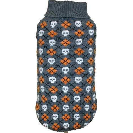 Maglioncino a collo alto Halloween modello Tricky skulls per cani: 20 cm