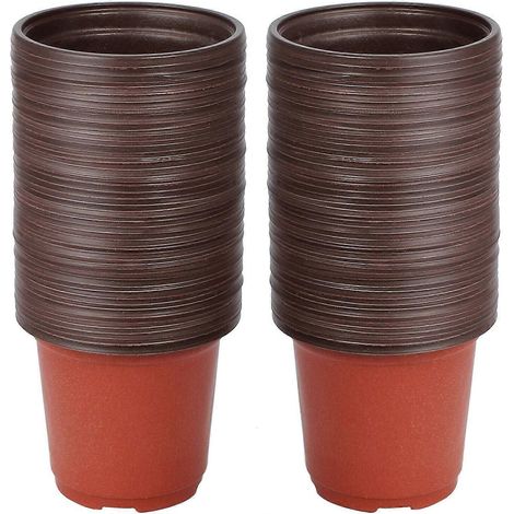 Petits pots de fleurs, 100 pots de semis/pépinière en plastique réutilisables, pots ronds/pots de rempotage/pots de plantation pour plantes d'intérieur et d'extérieur (1/5)