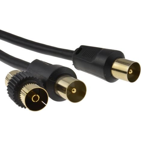 Coaxial Antenna Cable, Gold-Plated Connectors, Coupler Included, For TV and DTT Decoder (1/4)