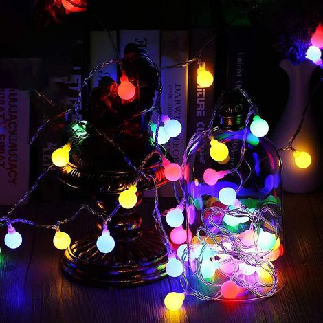 MINKUROW Lichterkette Bunte Kugel-Lichterkette mit Fernbedienung für drinnen und draußen Schlafzimmer, Garten, Weihnachtsbaum (Mehrfarbig) (1/3)