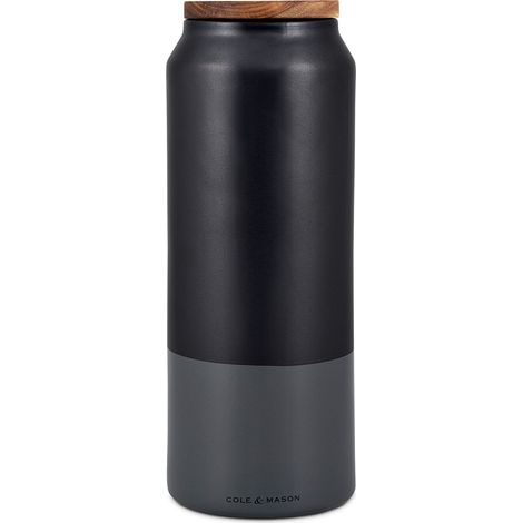 Cole & Mason H822139 Hinxton Vaso per Alimenti Grande, Ceramica, Acacia, Nero, Grigio, 292mm x 110mm, Barattolo Organizer Cucina con Coperchio Ermetico in Acacia (1/4)