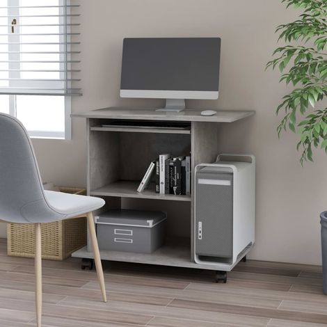 Vidaxl – Bureau droit compact 80x50x75 cm – Bois d'ingénierie – Section clavier coulissante – 2 étagères pour accessoires – Mobilité avec roulettes (1/5)