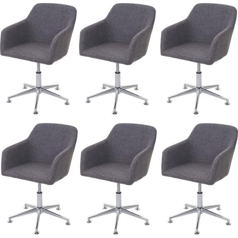 Lote de 6 sillas de comedor HHG-834, silla giratoria tumbona, regulable en altura, textil, gris